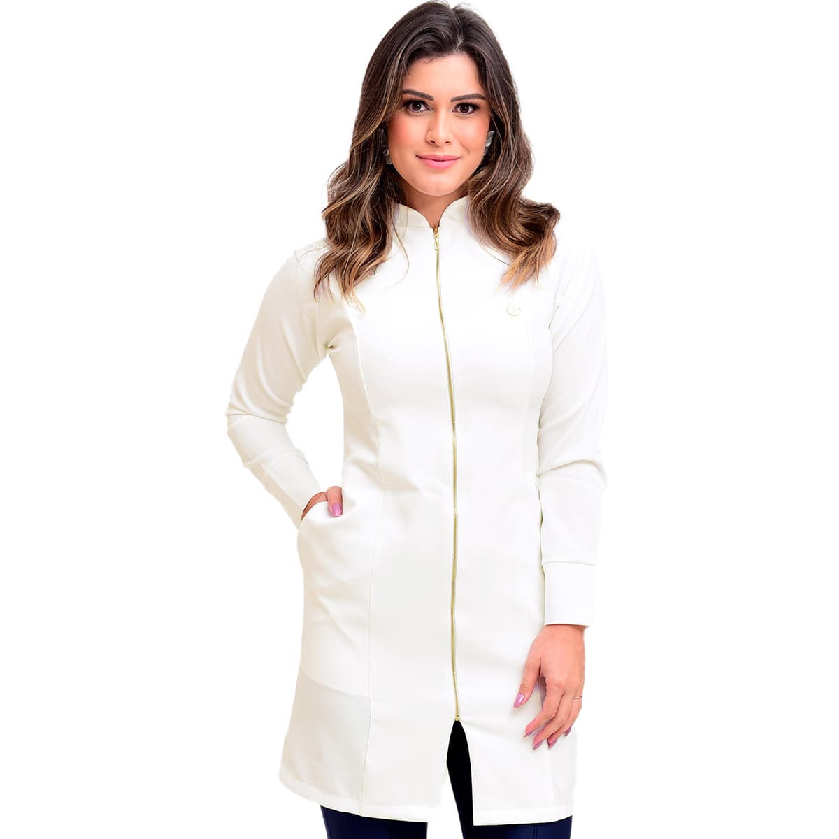 Jaleco Slim Duquesa Feminino - Jaleca Areia